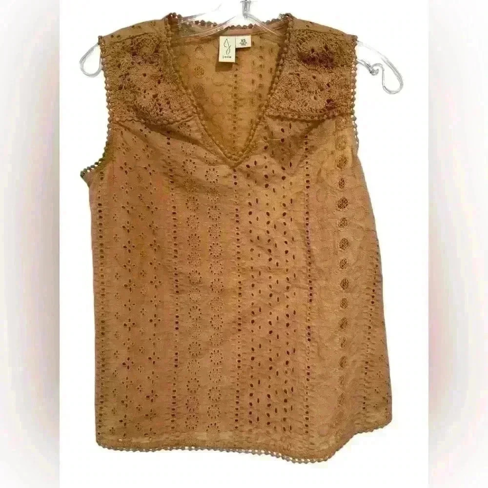 JOIE Darling Embroidered Eyelet Crochet BOHO Tank Top XS